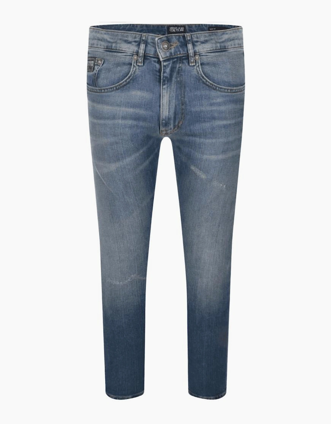 Versace Men's Skinny Fit Distressed Blue Jeans