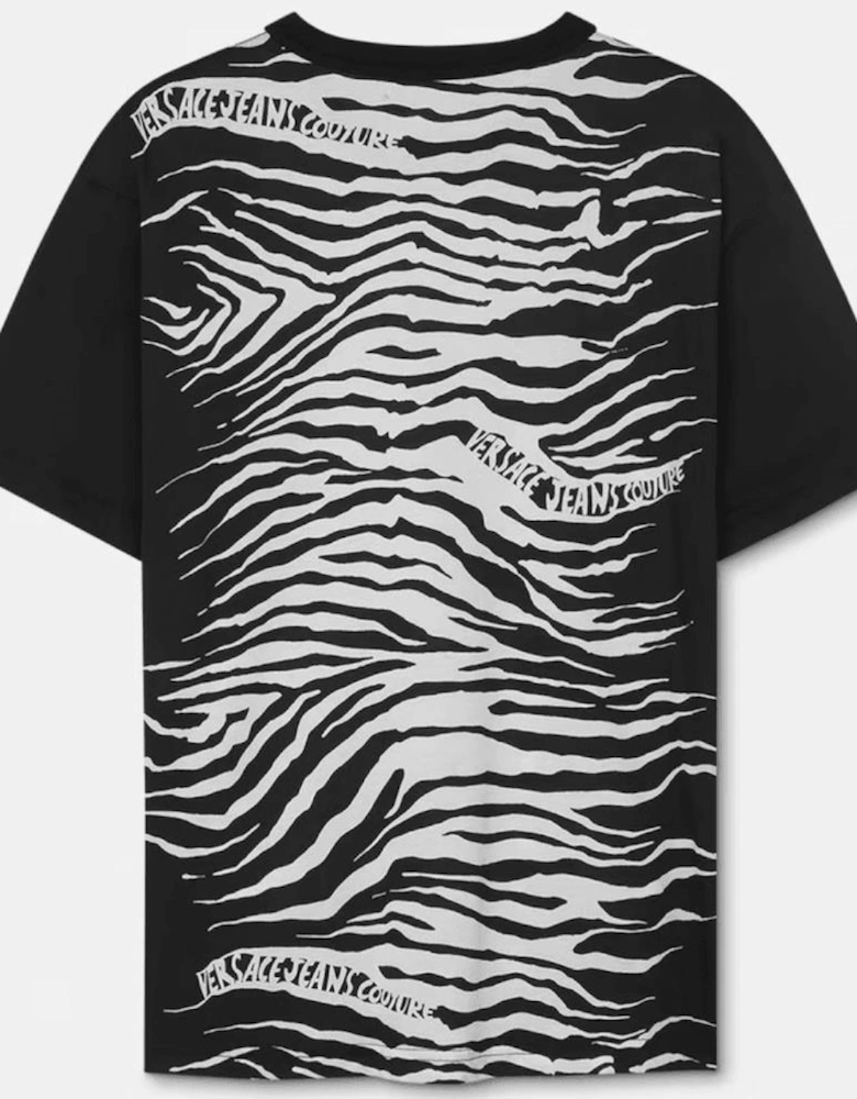 All Over Zebra Print Black/White T-Shirt