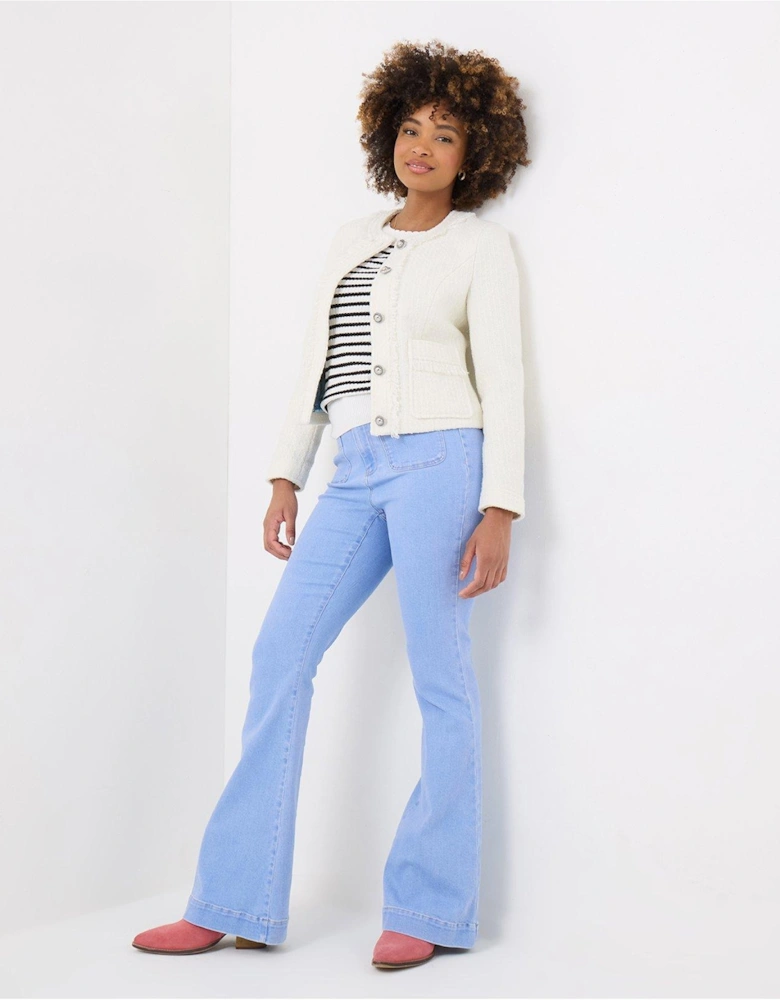 Matilda Collarless Tweed Jacket - Cream