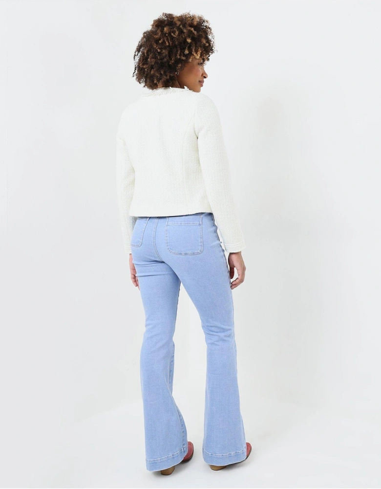 Matilda Collarless Tweed Jacket - Cream