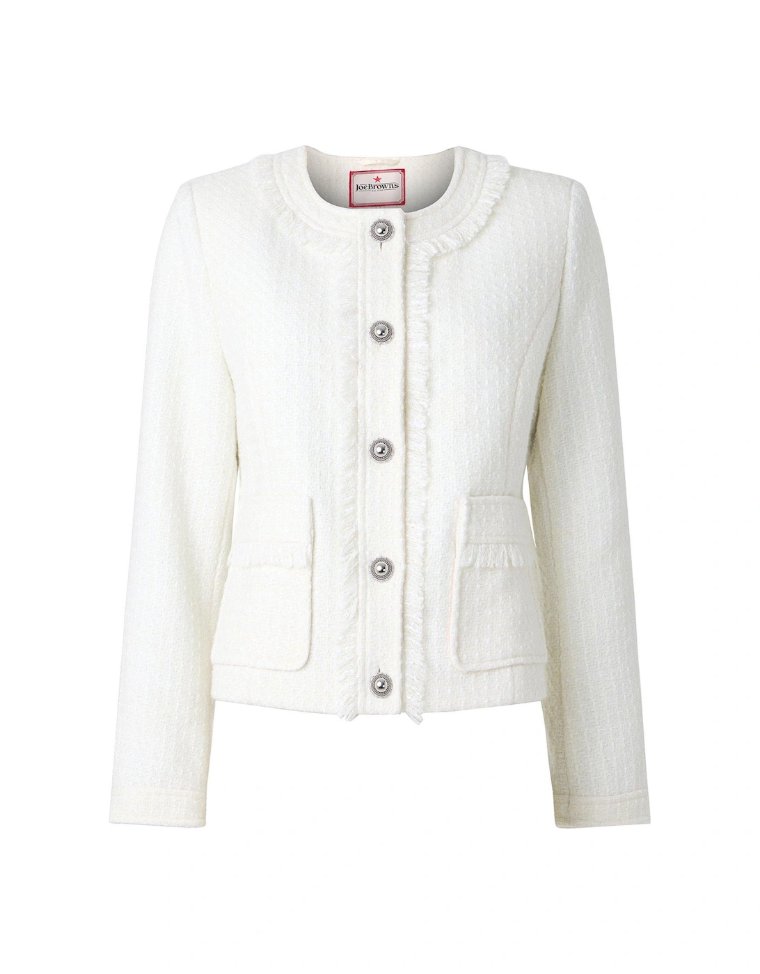 Matilda Collarless Tweed Jacket - Cream