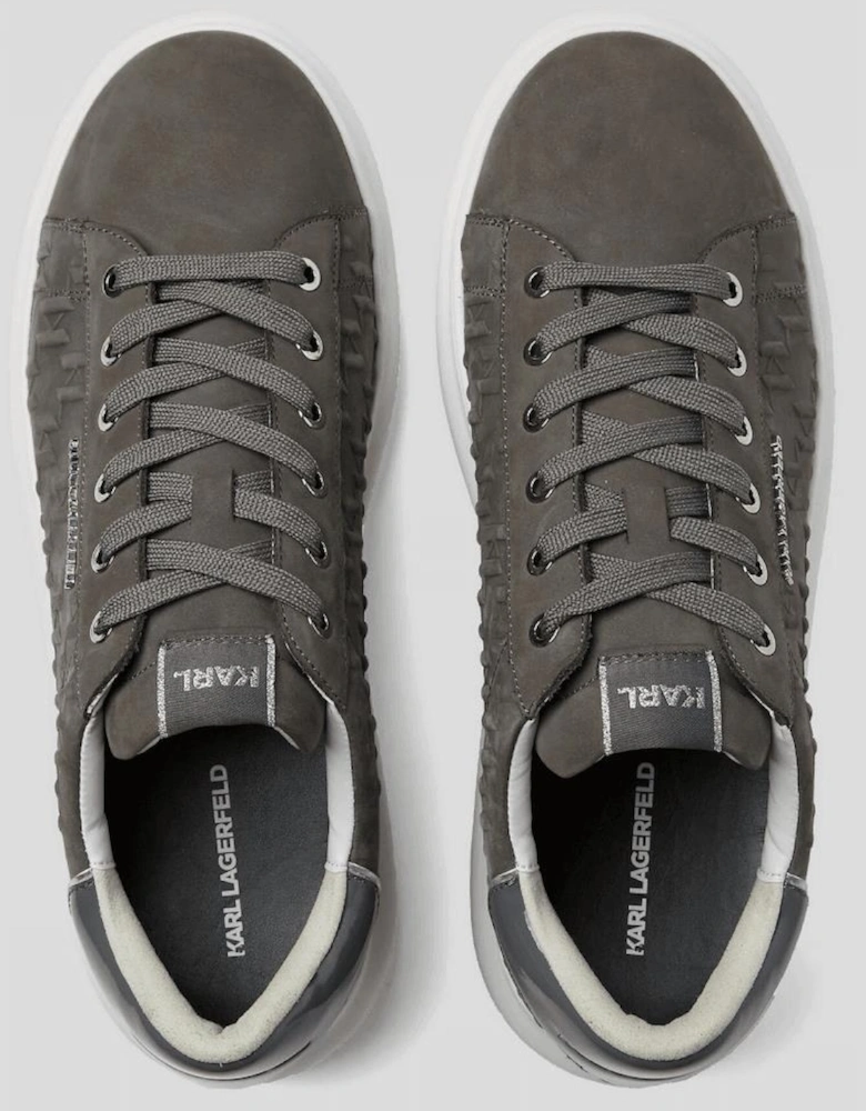 Kapri Monogram Emboss Logo Grey/White Leather Trainer