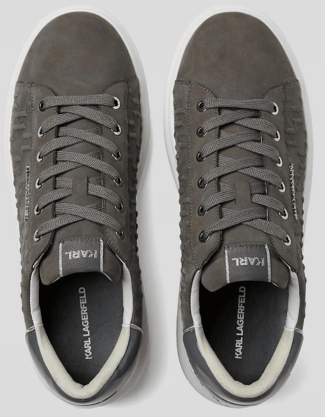 Kapri Monogram Emboss Logo Grey/White Leather Trainer
