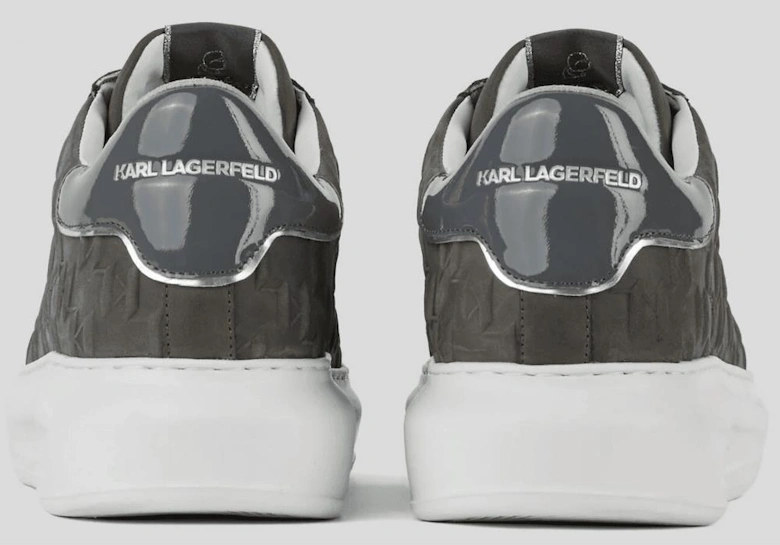 Kapri Monogram Emboss Logo Grey/White Leather Trainer