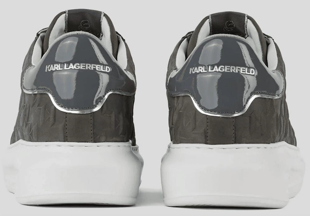 Kapri Monogram Emboss Logo Grey/White Leather Trainer
