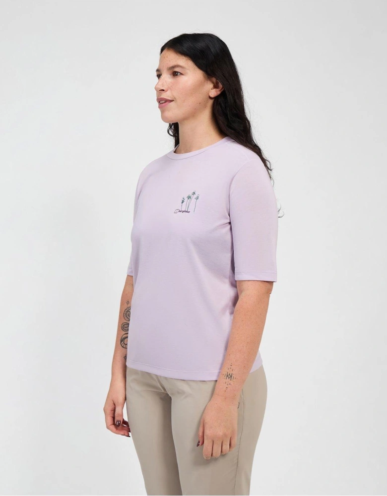 Womens Coneflower Short Sleeve Tee - Light Purple