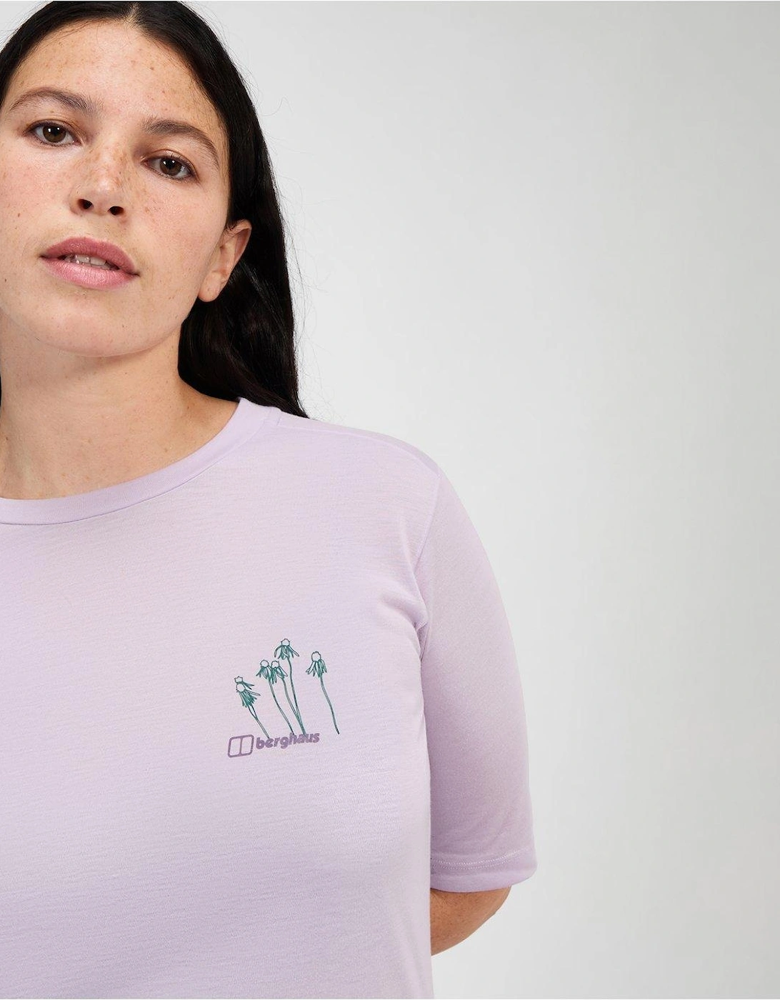 Womens Coneflower Short Sleeve Tee - Light Purple