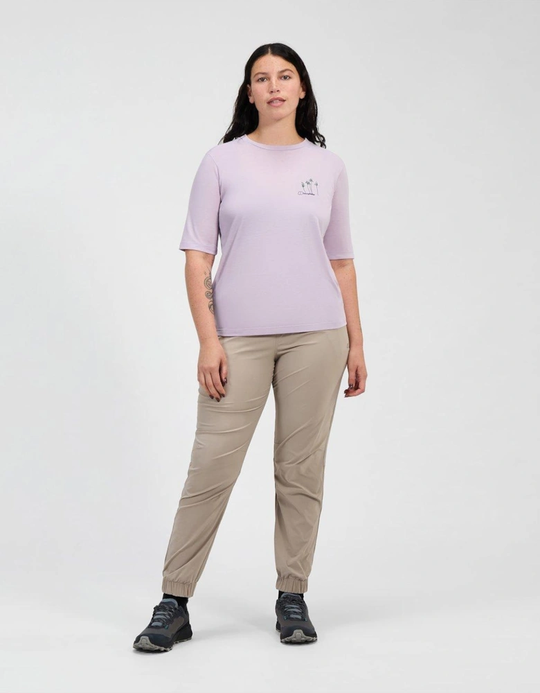 Womens Coneflower Short Sleeve Tee - Light Purple