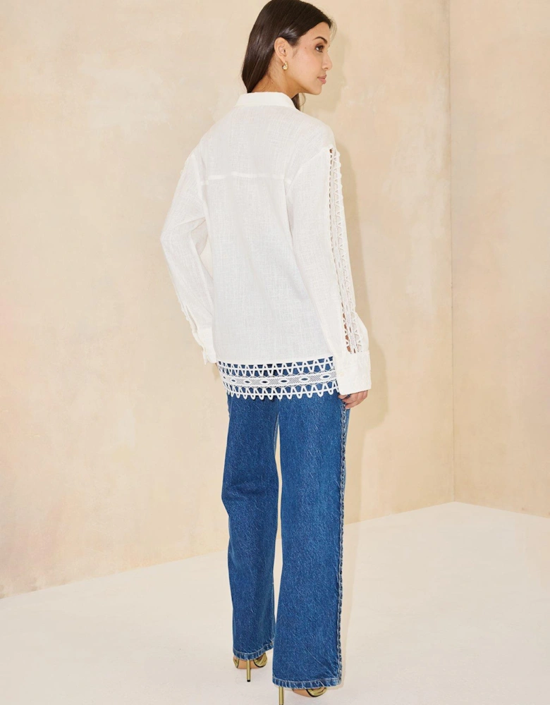 Trim Detailed Shirt - White