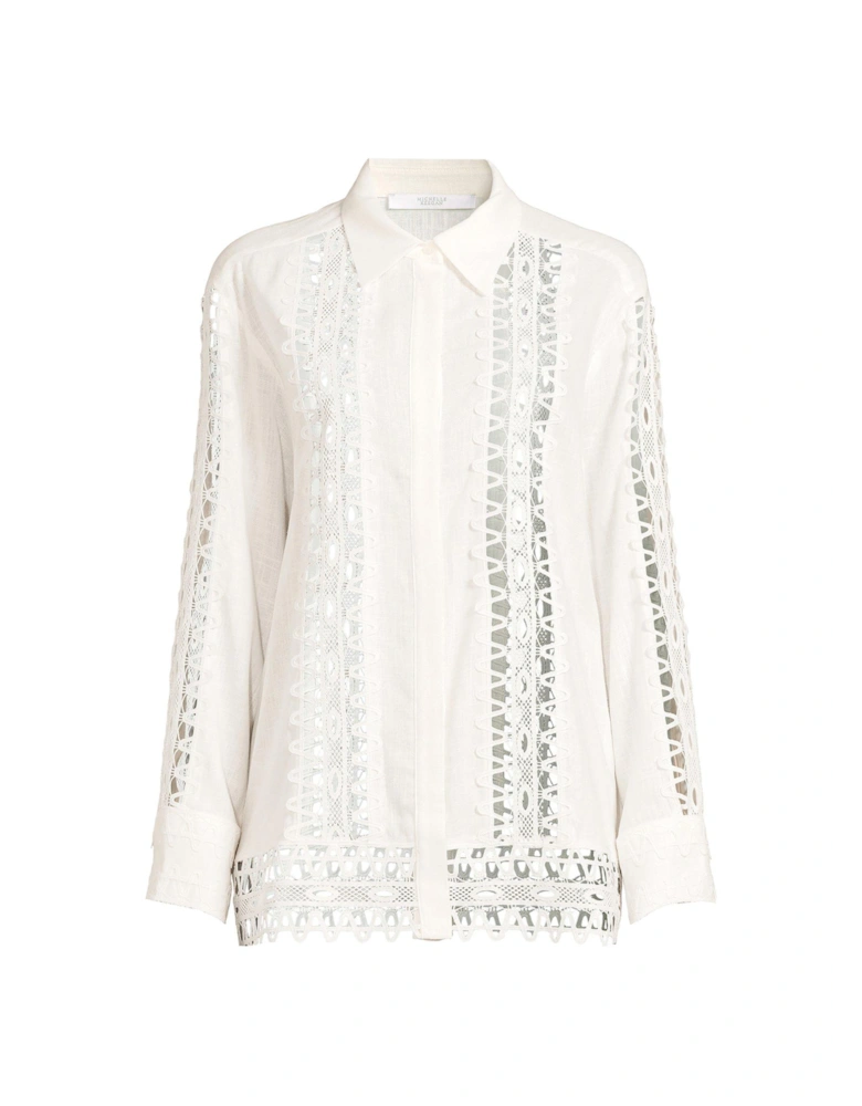 Trim Detailed Shirt - White