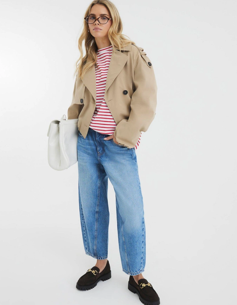 Petite Elasticated Barrel Jean - Medium Denim
