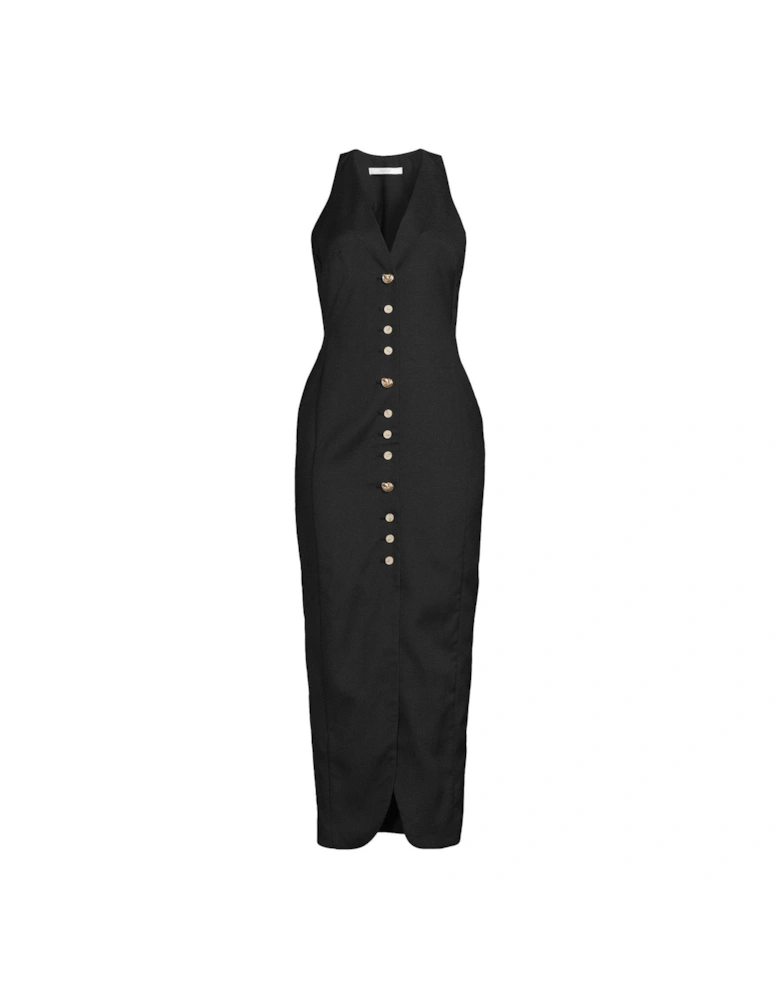 Tailored Multi Button Dress - Black 