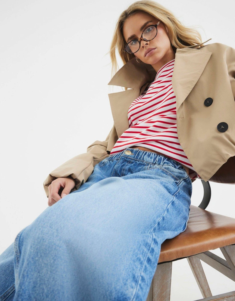 Petite Elasticated Barrel Jean - Medium Denim