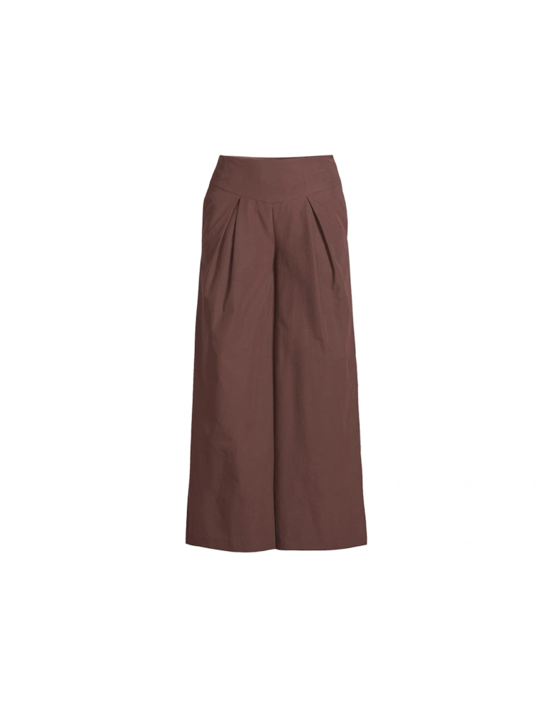 Waistband Wide Leg Trousers - Brown