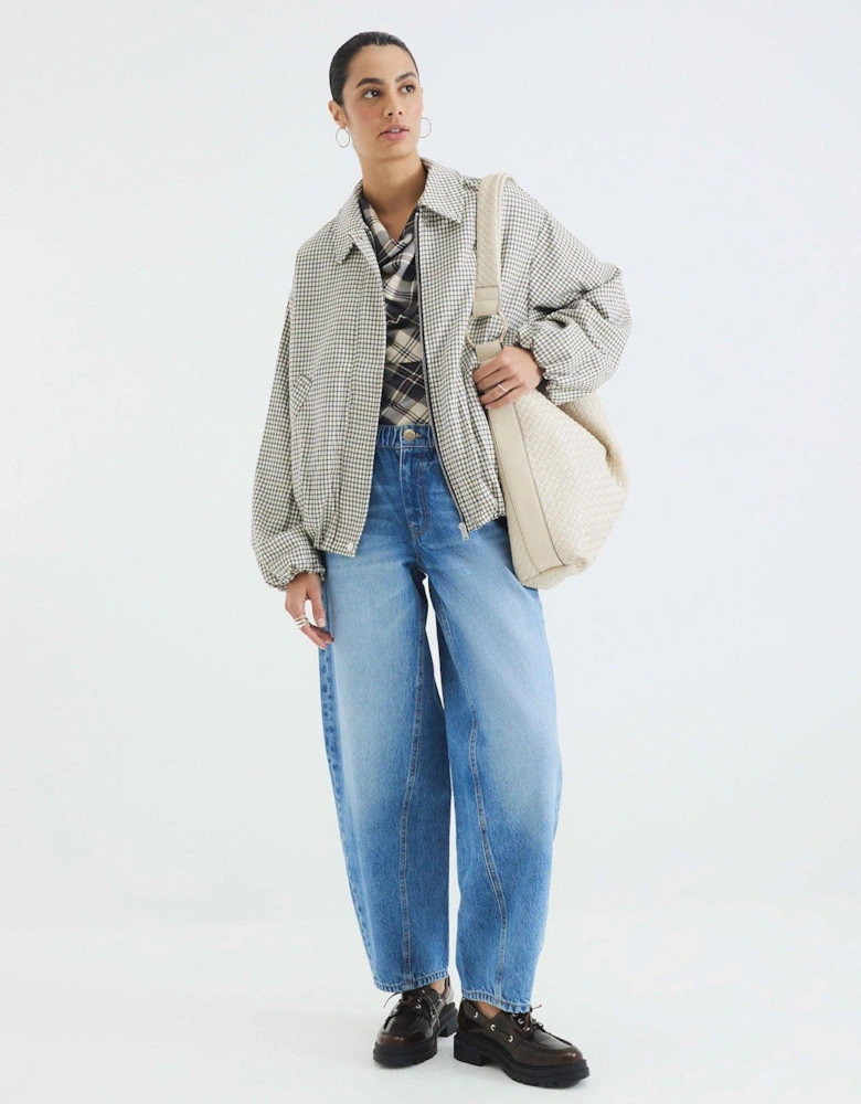 Elasticated Barrel Jean - Medium Blue Denim