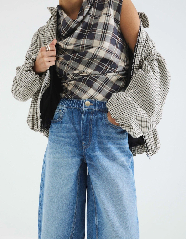 Elasticated Barrel Jean - Medium Blue Denim