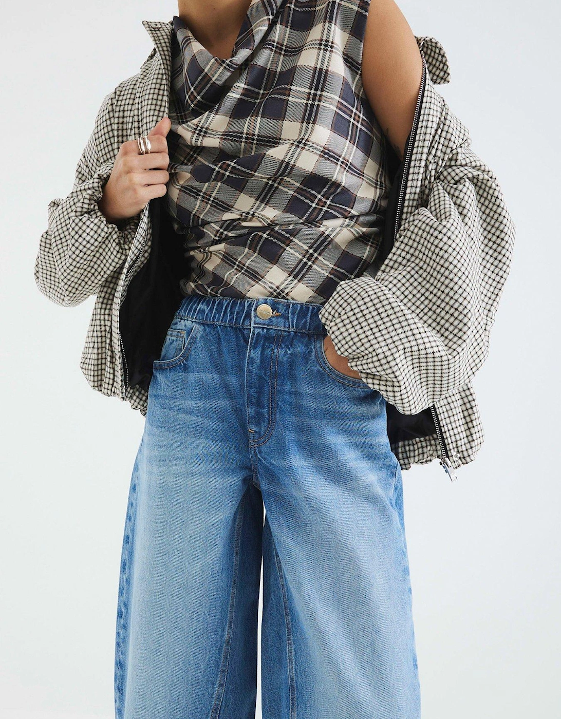 Elasticated Barrel Jean - Medium Blue Denim