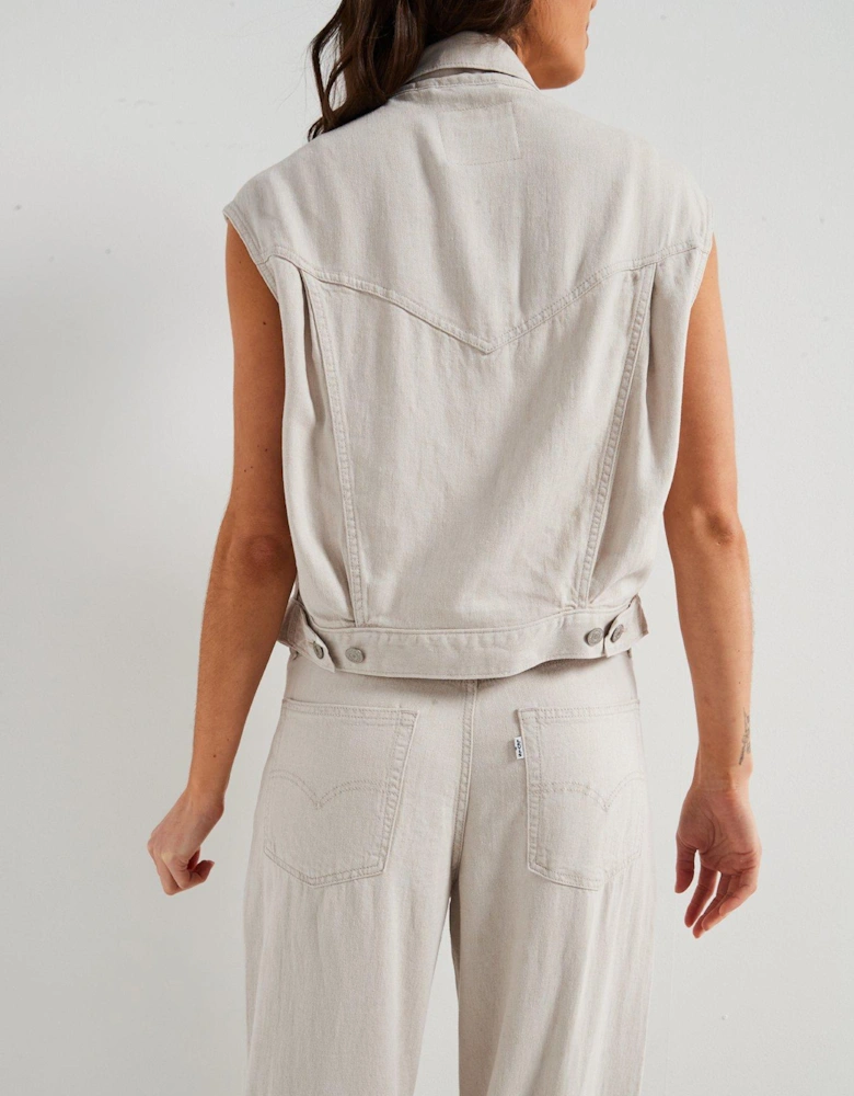 Levis Shrunken 90s Linen+ Denim Vest - Beige