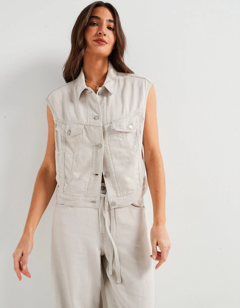 Levis Shrunken 90s Linen+ Denim Vest - Beige