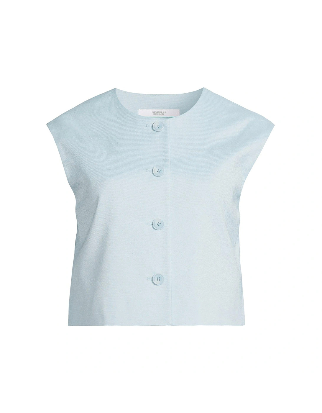 Tailored Buttoned Crop Top - Blue