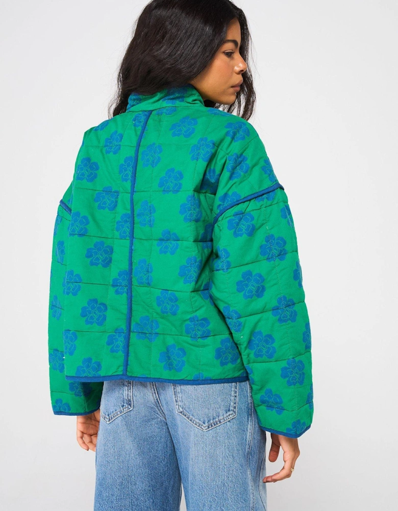 Chloe Quilt Printed Jacket - Green