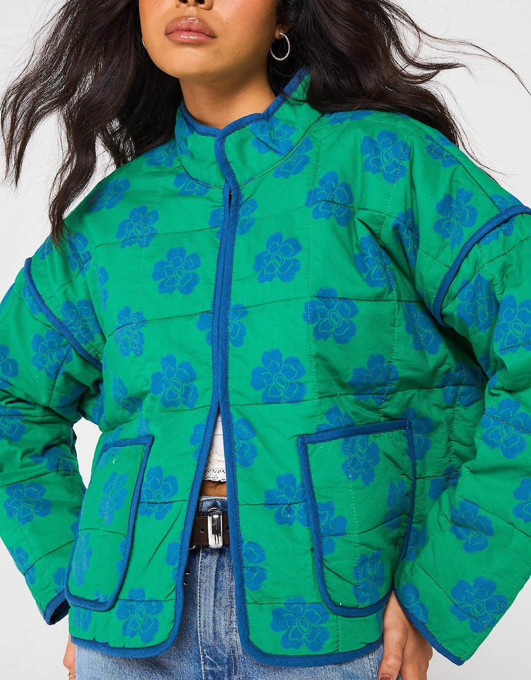 Chloe Quilt Printed Jacket - Green