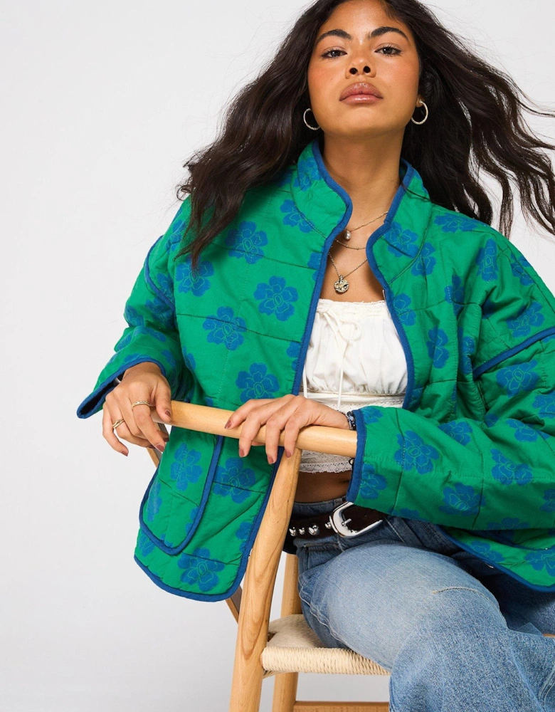 Chloe Quilt Printed Jacket - Green