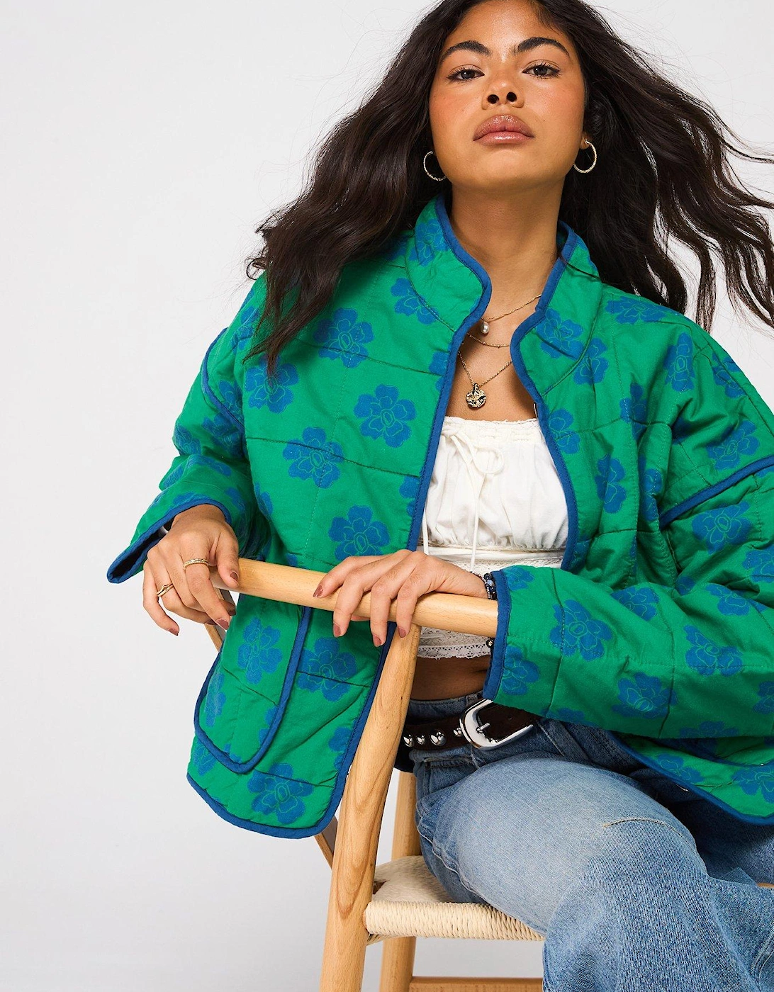 Chloe Quilt Printed Jacket - Green