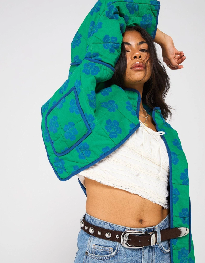 Chloe Quilt Printed Jacket - Green