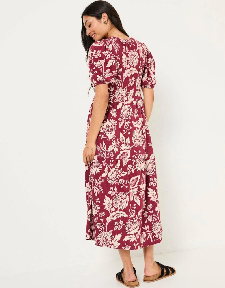 Danielle Floral Midi Dress - Red