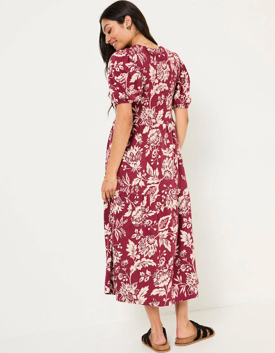 Danielle Floral Midi Dress - Red