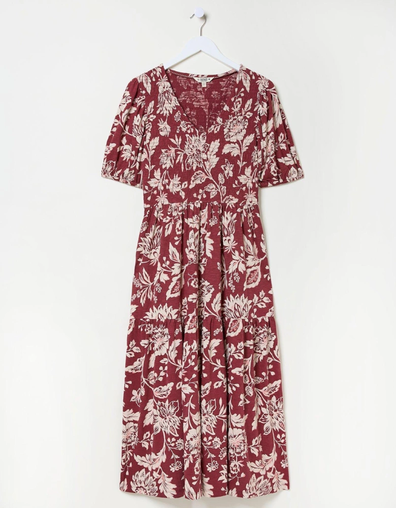 Danielle Floral Midi Dress - Red
