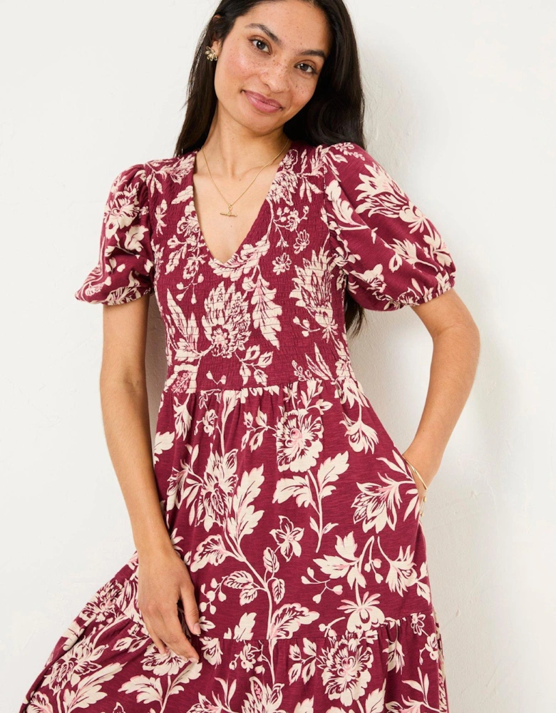 Danielle Floral Midi Dress - Red