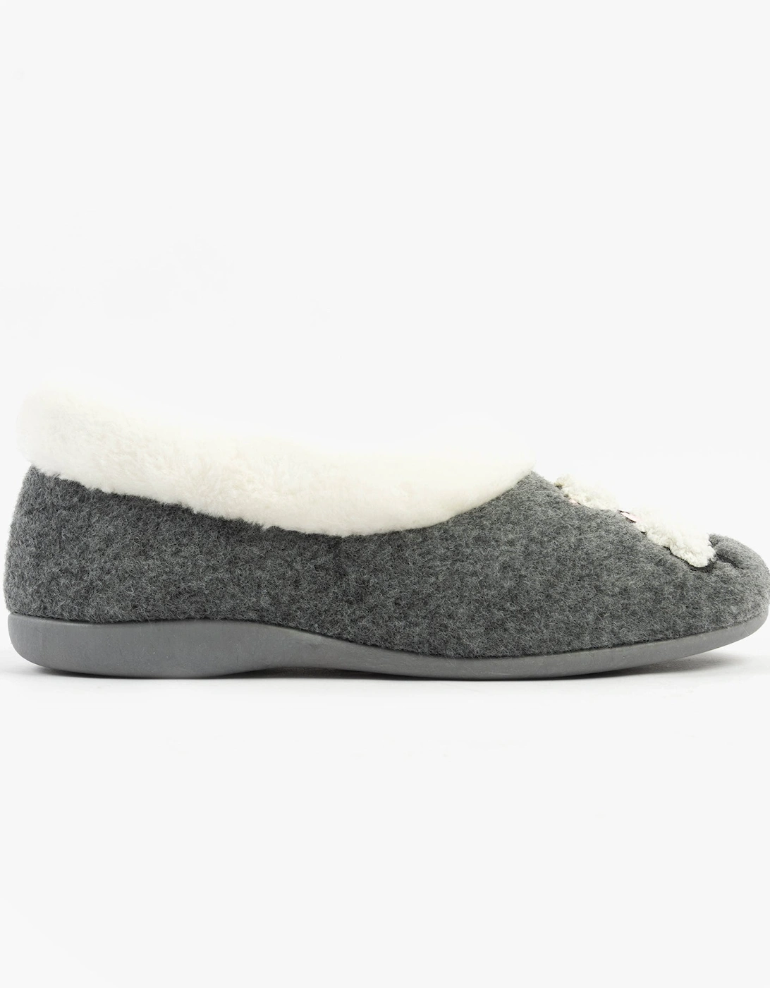 NIKKI Womens Felt Sheep Full Slippers Grey, 5 of 4