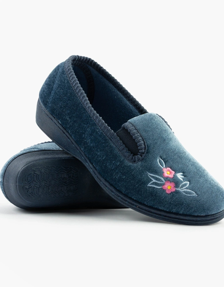 GINA Womens Full Gusset Slippers Blueberry