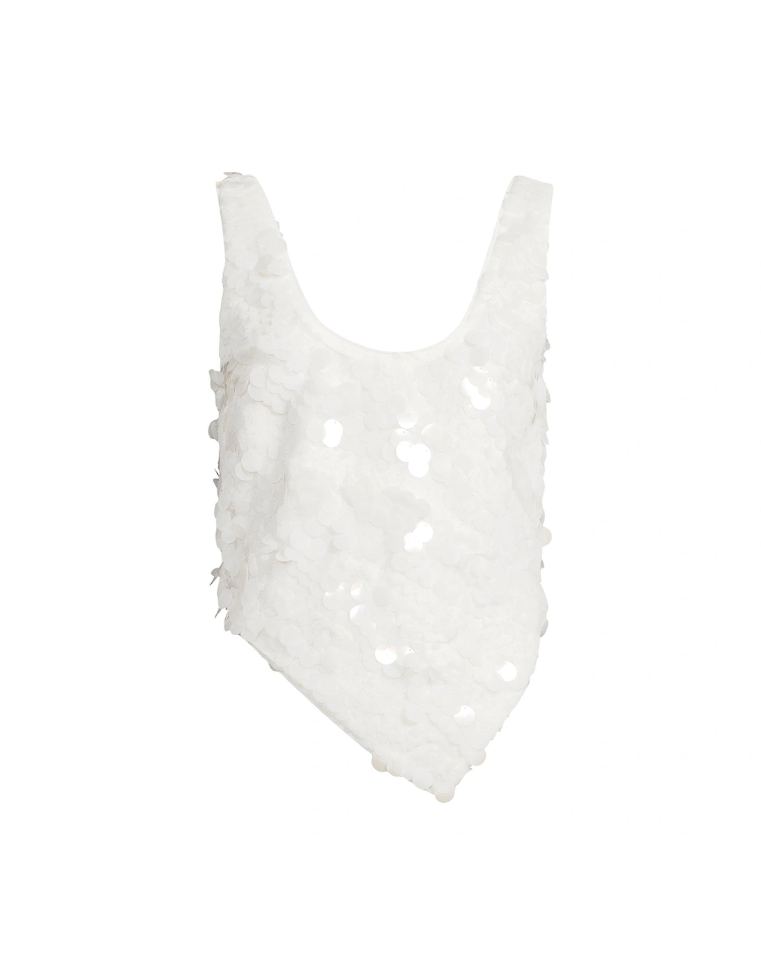 Shell Sequin Scoop Top - Cream