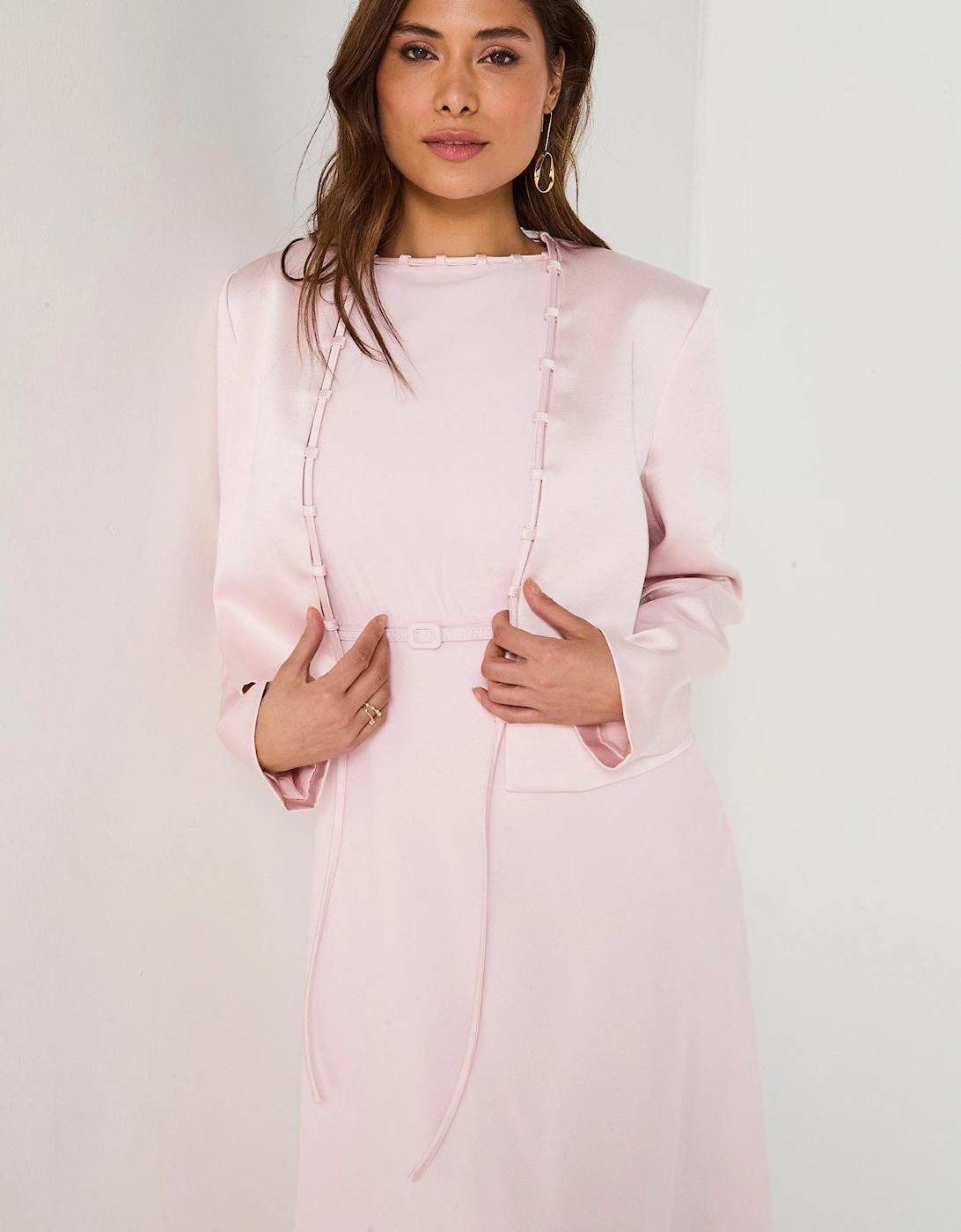 Tailored Trim Detail Satin Jacket