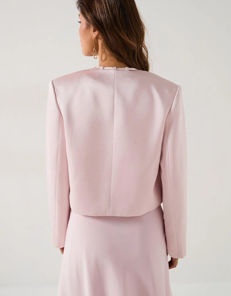 Tailored Trim Detail Satin Jacket