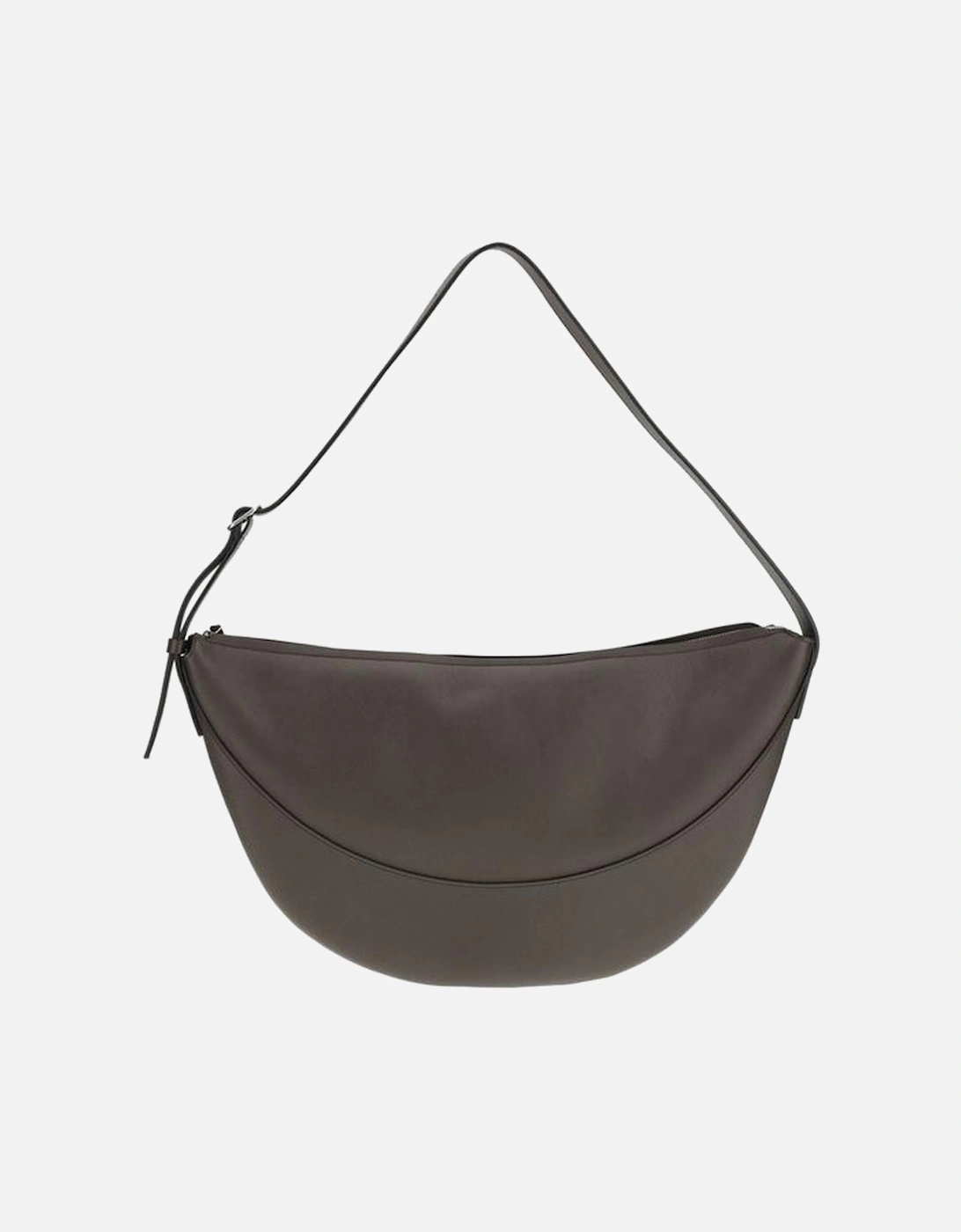 Half-Moon Leather Shoulder Bag with Adjustable Strap Women - Brown, 5 of 4