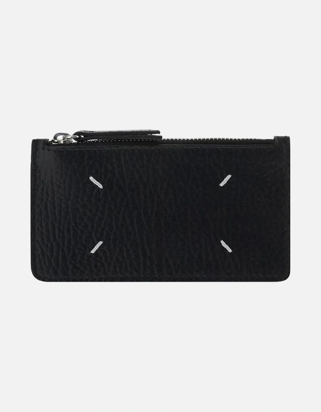 Calfskin Knurled Texture Card Holder with Zip Closure Women - Black, 3 of 2