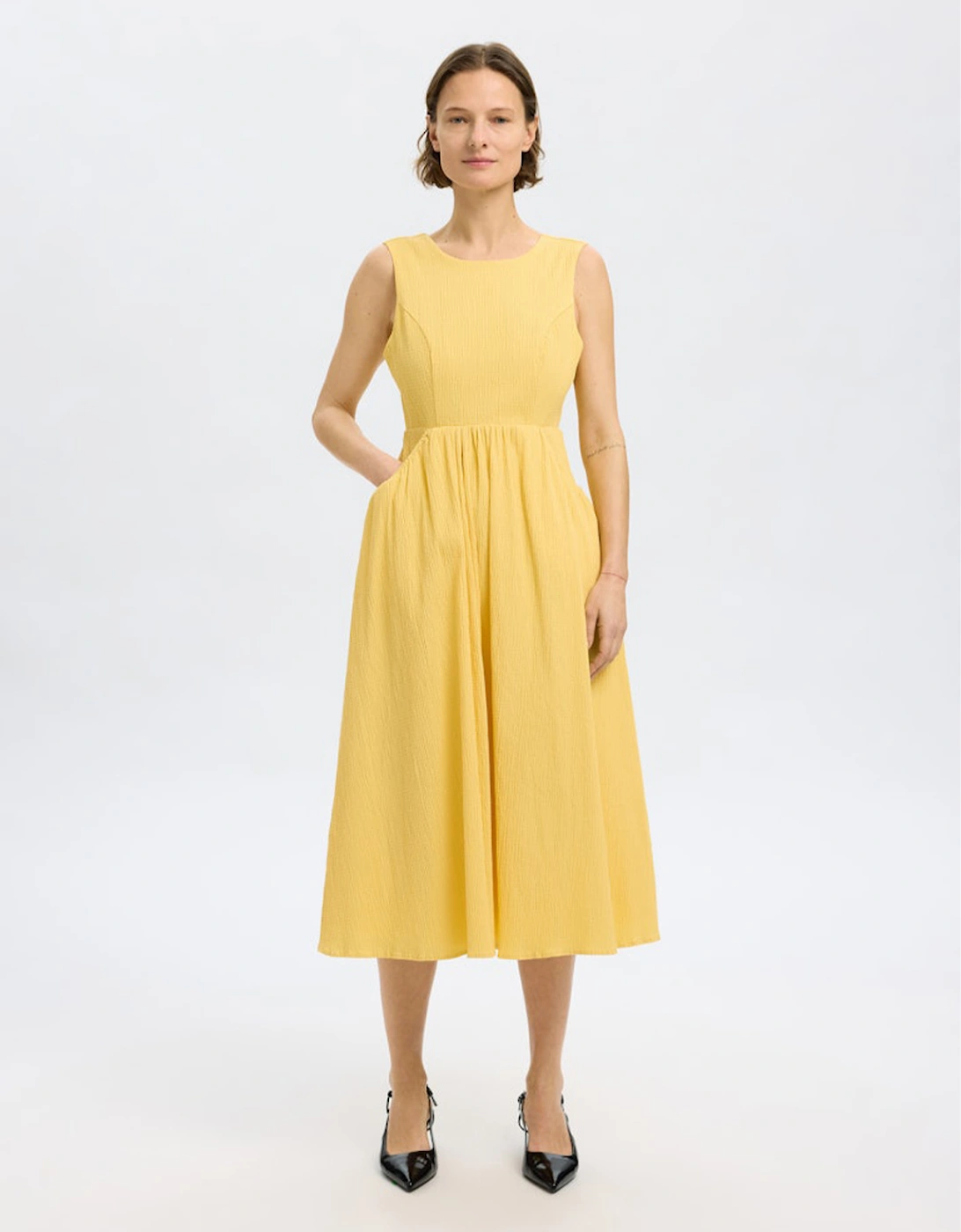 Femme Leonora Sleeveless Pocket Midi Dress Sundress, 7 of 6