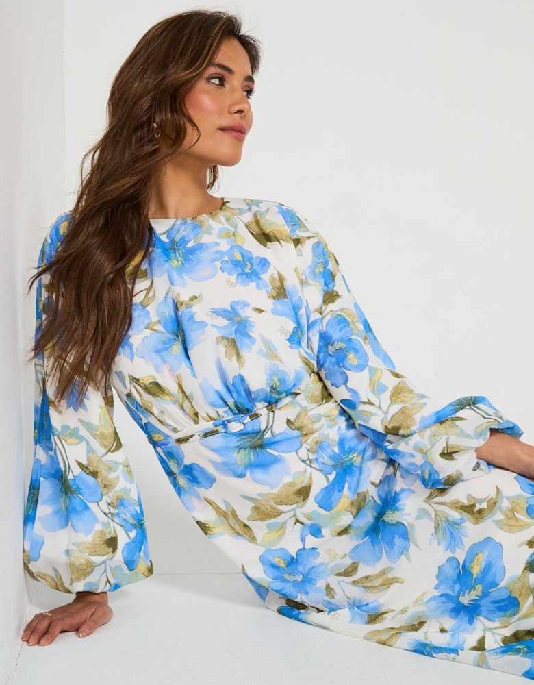 Floral Balloon Sleeve Maxi Dress