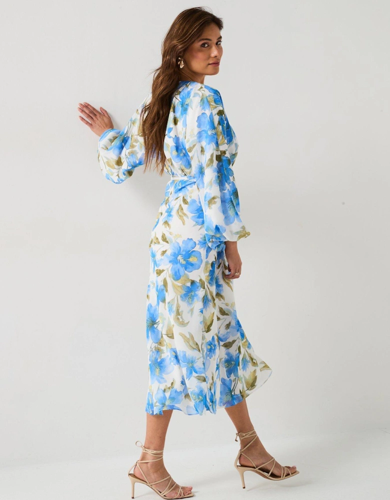 Floral Balloon Sleeve Maxi Dress