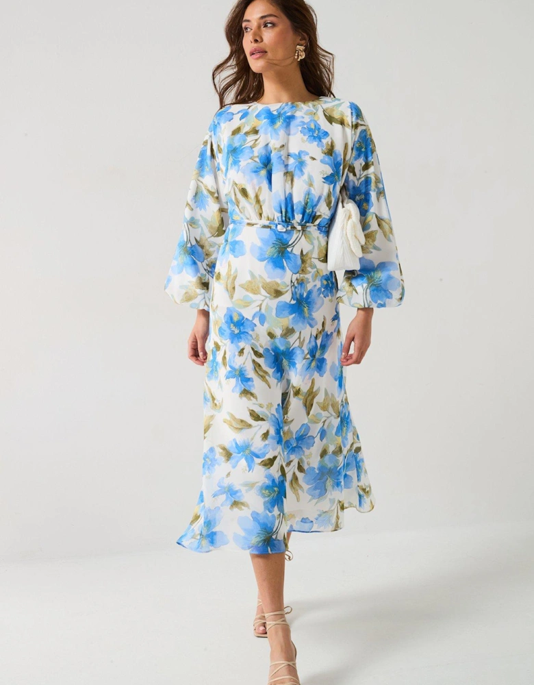 Floral Balloon Sleeve Maxi Dress