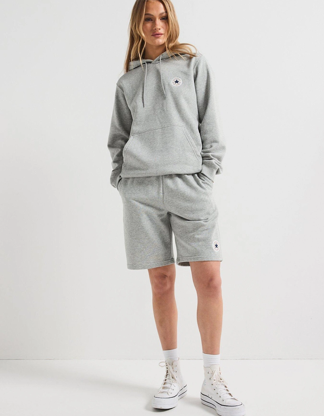 Womens Standard Fit Core Chuck Patch Hoodie - Grey