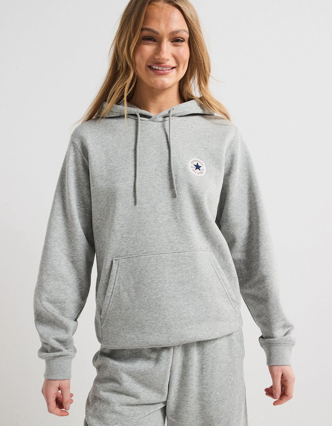 Womens Standard Fit Core Chuck Patch Hoodie - Grey