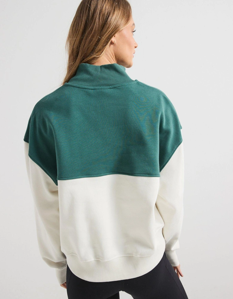 Womens Training Revive Crop Half Zip - Green