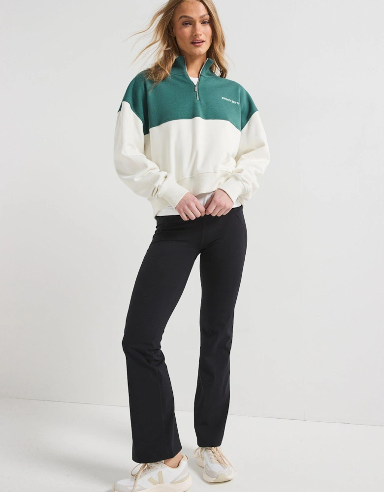 Womens Training Revive Crop Half Zip - Green