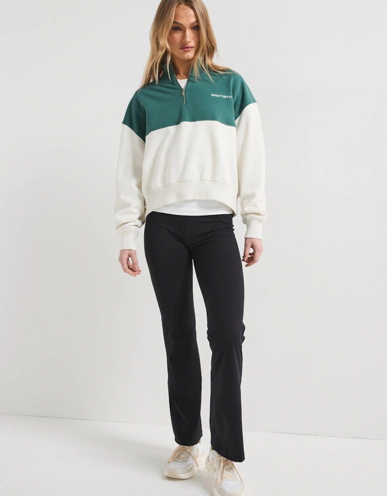 Womens Training Revive Crop Half Zip - Green