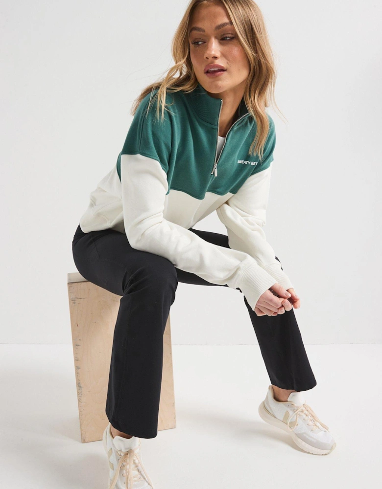 Womens Training Revive Crop Half Zip - Green